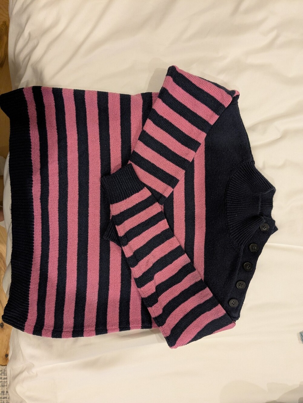 LOFT | Striped Sweater With Shoulder Buttons